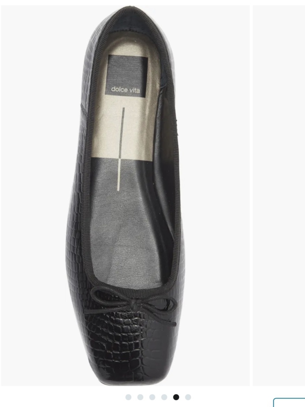 NEW Dolce Vita Anisa Square Toe Flat in Black Embossed Leather in size 9 - Picture 4 of 8